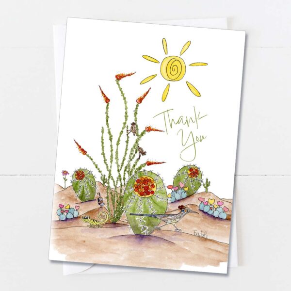 Southwest Desert Scene | Thank You Card | Zinnia Sky Studio