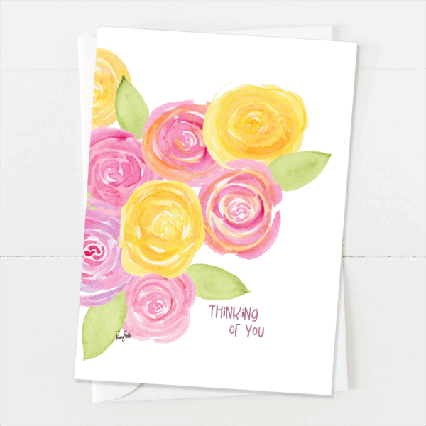 Watercolor Roses | Thinking of You Card | Zinnia Sky Studio