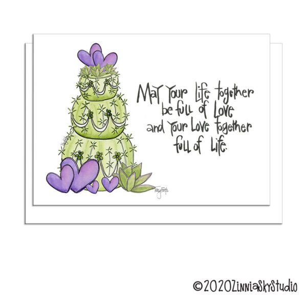 Southwest Barrel Cactus Cake | Wedding Card | Zinnia Sky Studio