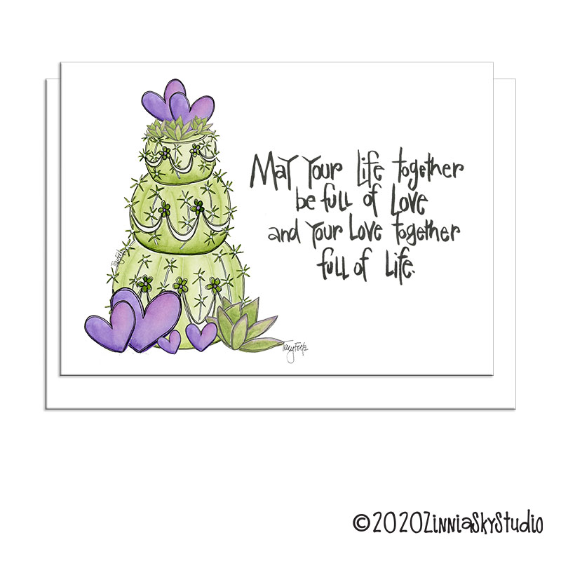 Southwest Barrel Cactus Cake | Wedding Card | Zinnia Sky Studio