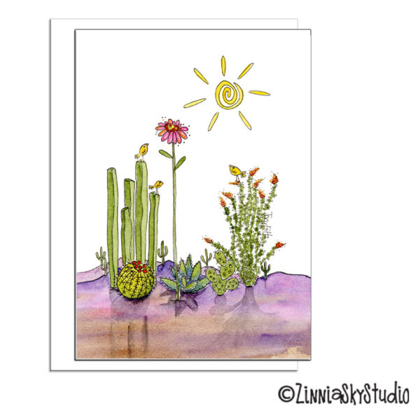 Zinnia in the Desert | Blank Card | Zinnia Sky Studio