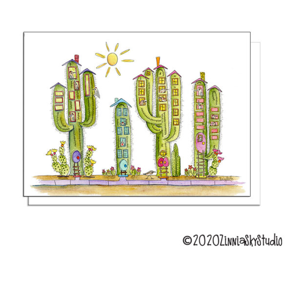 Cactus Condos | Blank Card | Zinnia Sky Studio