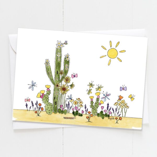Saguaro Wildflower Burst | Blank Card | Zinnia Sky Studio