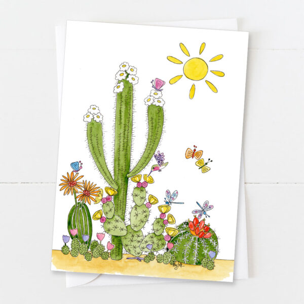 Saguaro Happy Garden | Blank Card | Zinnia Sky Studio
