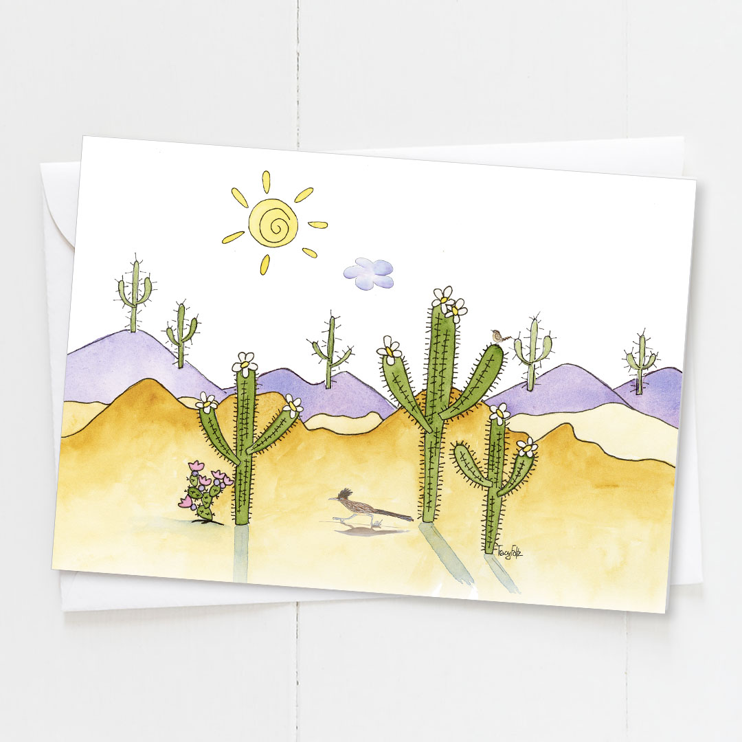 Saguaro Trio Gold | Blank Card | Zinnia Sky Studio