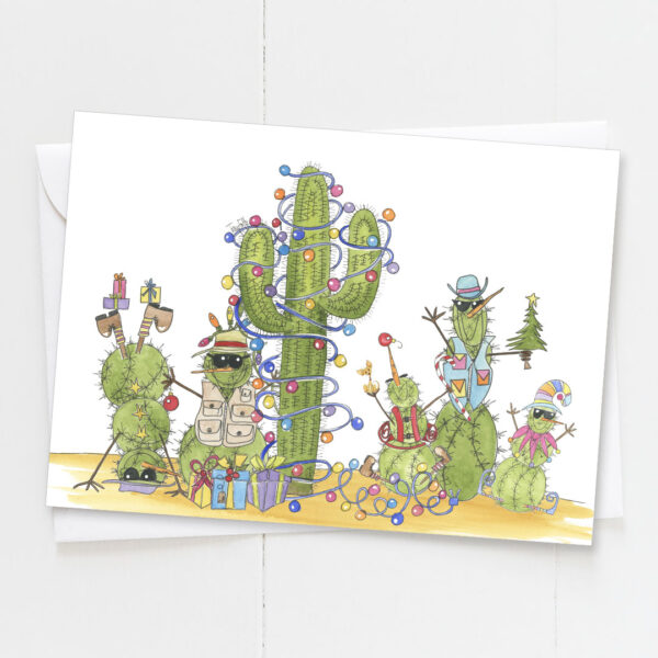 Southwest Snowmen Cactus | Christmas Card | Zinnia Sky Studio
