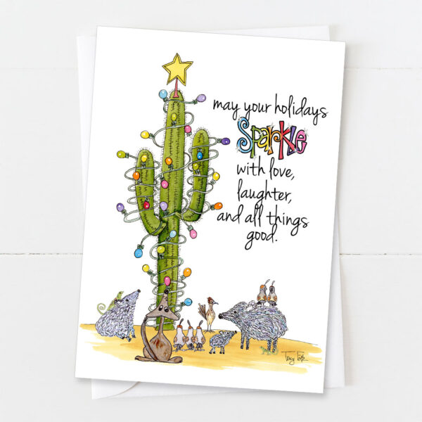 Critters Sparkle Southwest | Happy Holidays Card | Zinnia Sky Studio