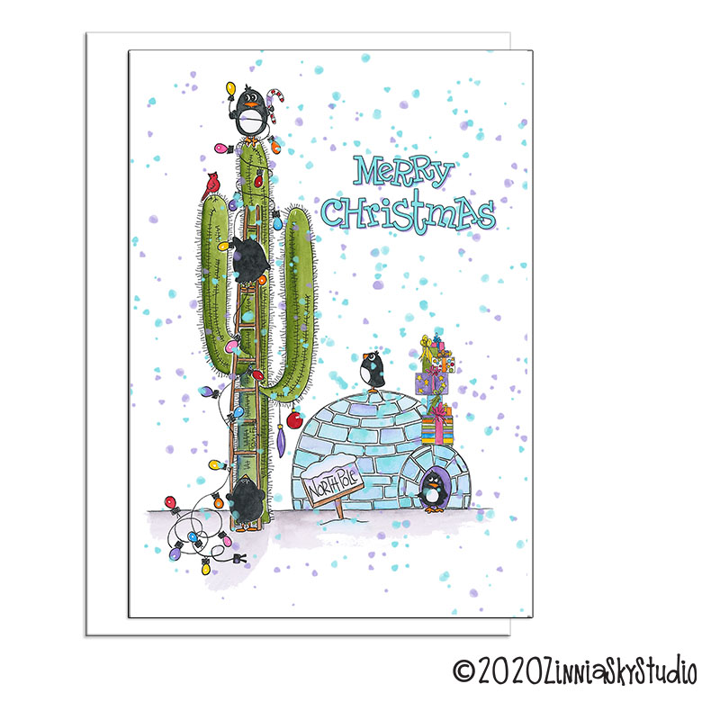 Bird Santa Pig Reindeer | Christmas Card โ additional view | Zinnia Sky Studio