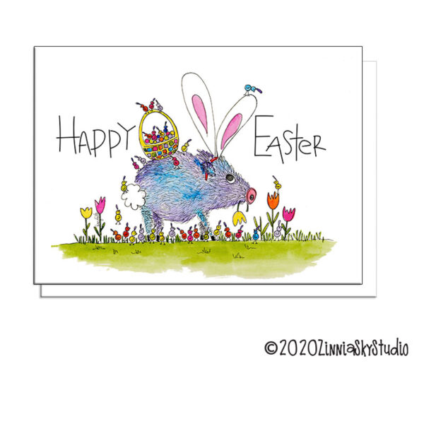 Javelina Pig Chickies | Easter Card | Zinnia Sky Studio