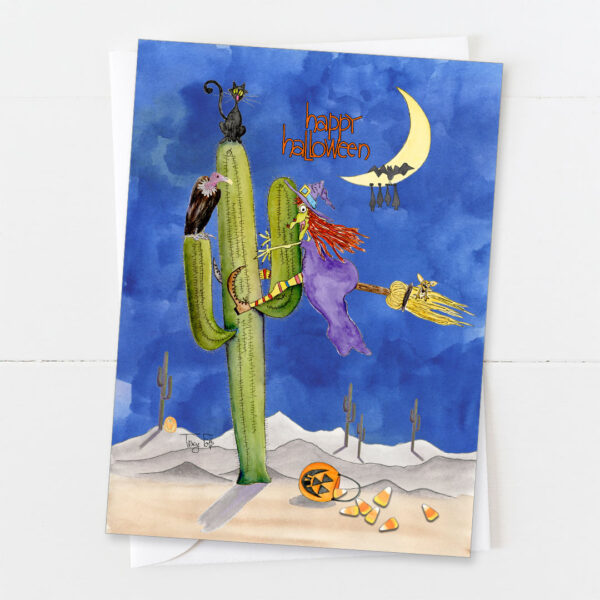 Witch Cactus Funny | Halloween Card | Zinnia Sky Studio