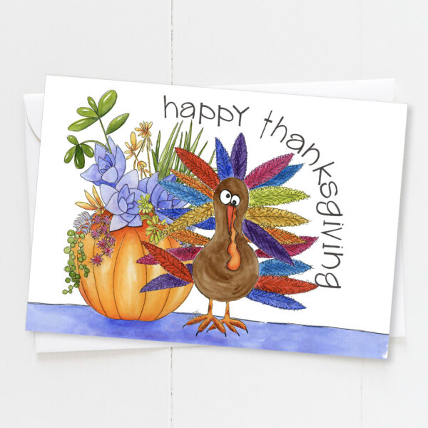 Succulents Pumpkin Turkey | Thanksgiving Card | Zinnia Sky Studio