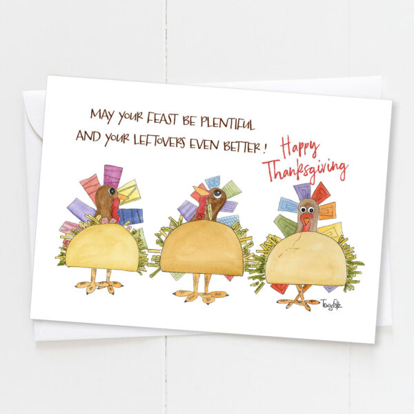 Thanksgiving Turkey Tacos | Thanksgiving Card | Zinnia Sky Studio