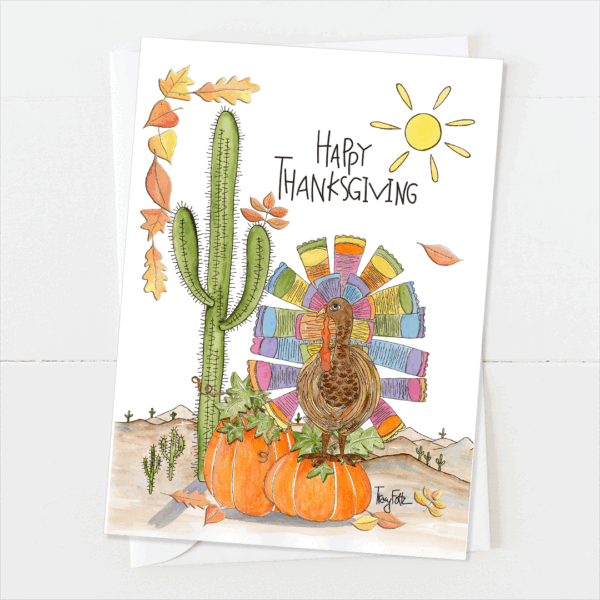 Cactus Whimsical Turkey | Thanksgiving Card | Zinnia Sky Studio