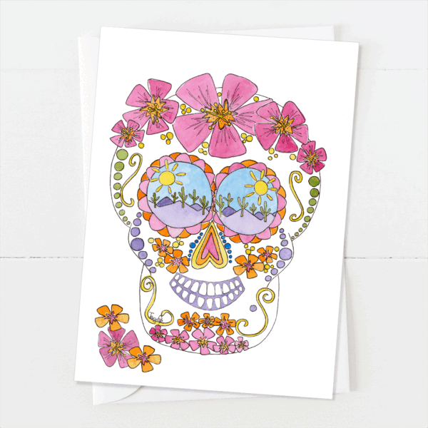 Sunset Eyes Skull | Day of the Dead Card | Zinnia Sky Studio