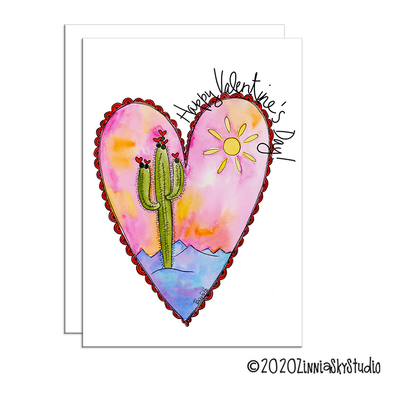 Cactus Heart Frame | Valentine's Day Card | Zinnia Sky Studio