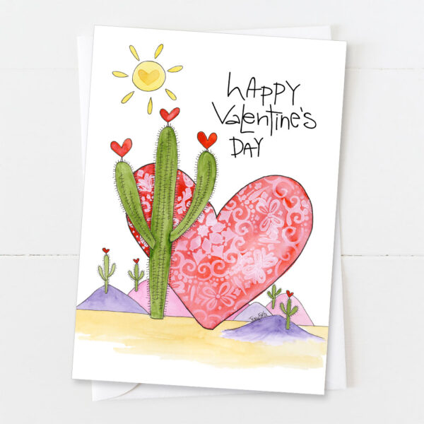 Saguaro Lace Heart | Valentine's Day Card | Zinnia Sky Studio