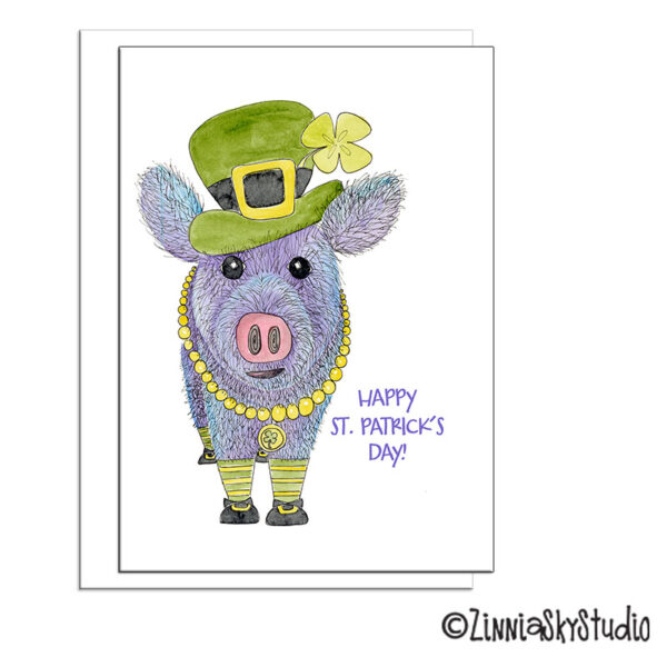 Javelina Pig Leprechaun | St Patrick's Day Card | Zinnia Sky Studio