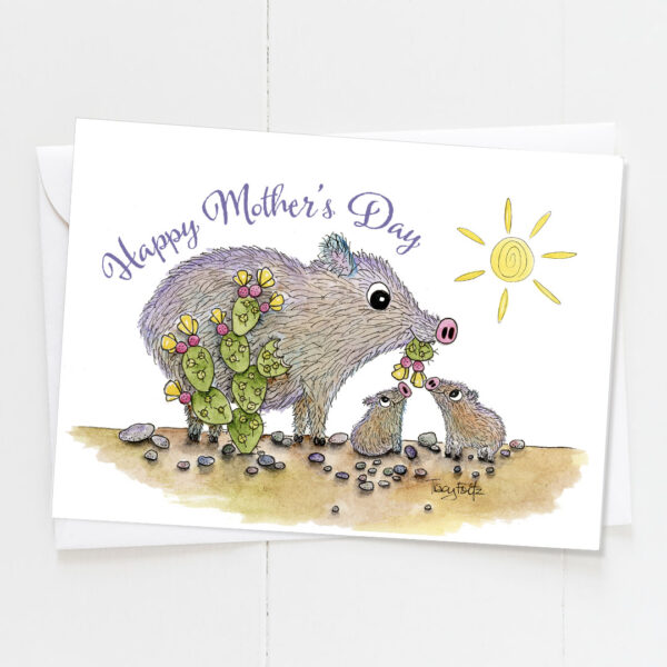 Javelina Babies Flowers | Mother's Day Card | Zinnia Sky Studio