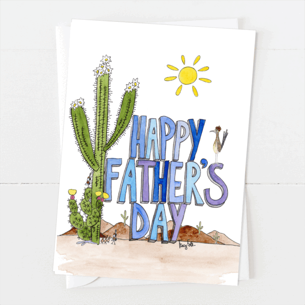 Saguaro Cactus Blue | Father's Day Card | Zinnia Sky Studio