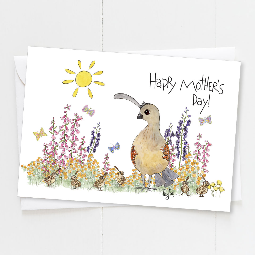 Quail Mama Wildflowers | Mother's Day Card | Zinnia Sky Studio