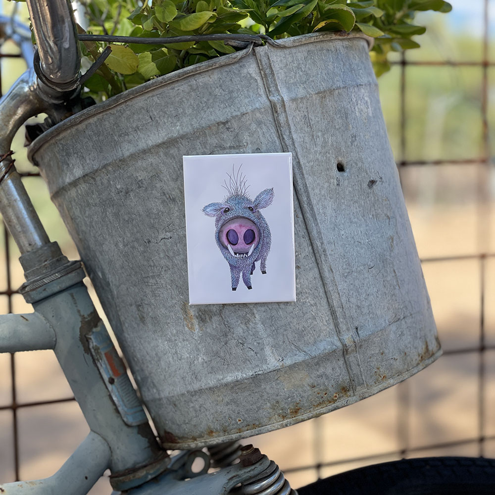 Javelina Blue Rectangle | Hard Magnet โ additional view | Zinnia Sky Studio