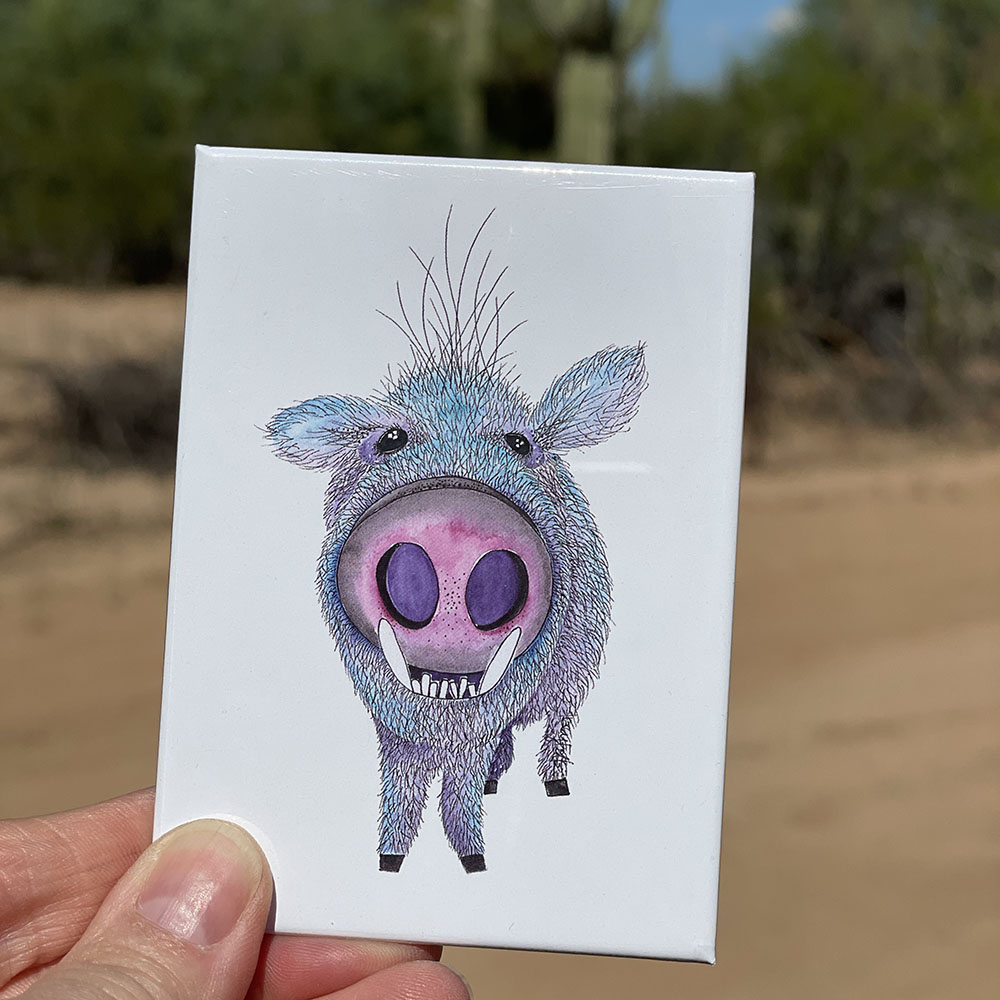 Javelina Blue Rectangle | Hard Magnet | Zinnia Sky Studio