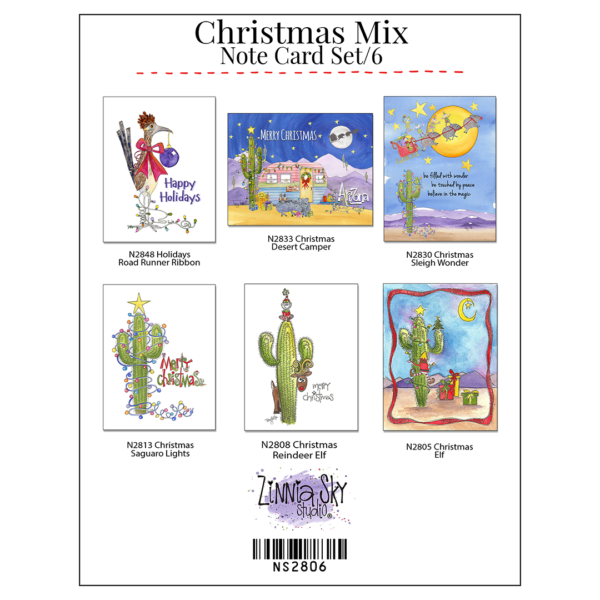 Desert Christmas Mix Note Card Set 6 | Zinnia Sky Studio