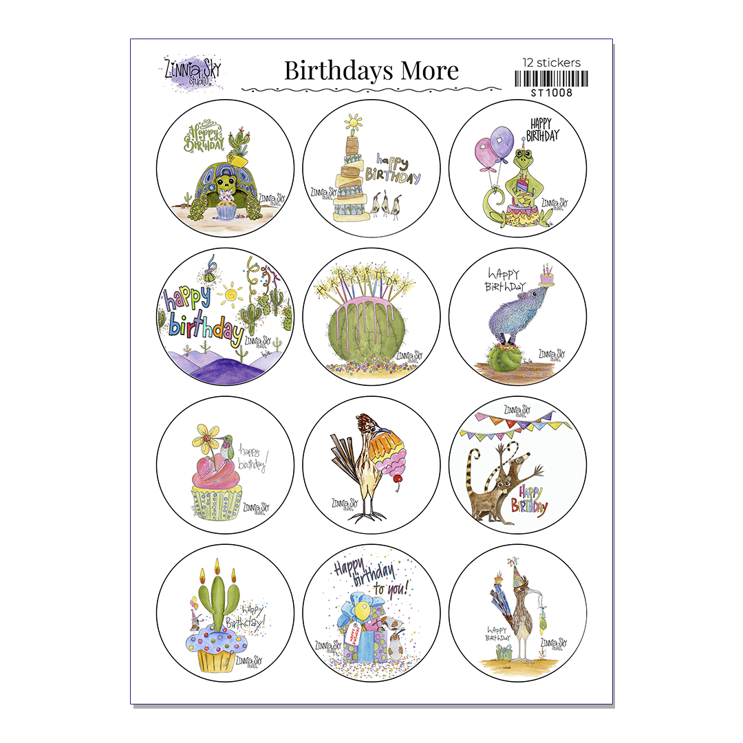 Stickers Birthdays More Sheet 12 | Zinnia Sky Studio