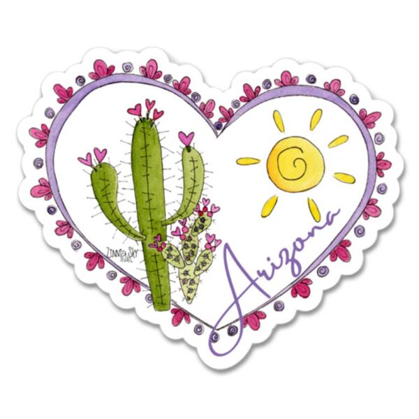 Cactus Heart Arizona | Vinyl Sticker | Zinnia Sky Studio
