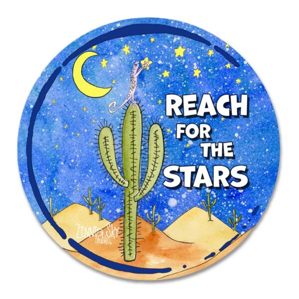 Lizard Reach for the Stars Cactus | Vinyl Sticker | Zinnia Sky Studio