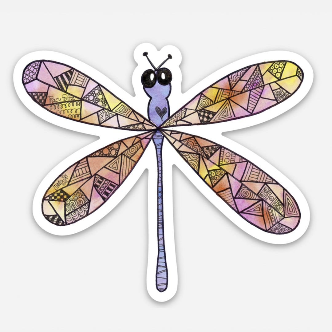 Colorful Dragonfly Vinyl Sticker | Zinnia Sky Studio