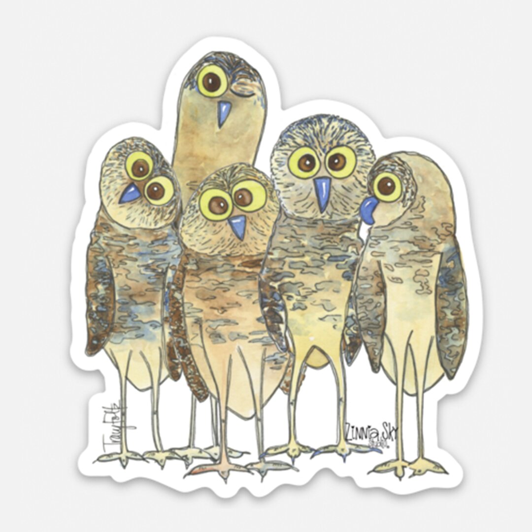Funny Owls 5 Vinyl Sticker | Zinnia Sky Studio