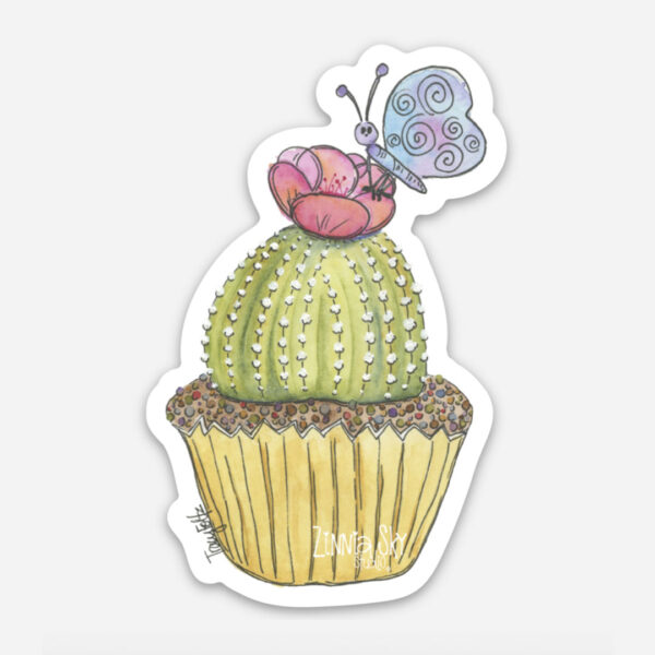 Succulent Cupcake Butterfly Vinyl Sticker | Zinnia Sky Studio