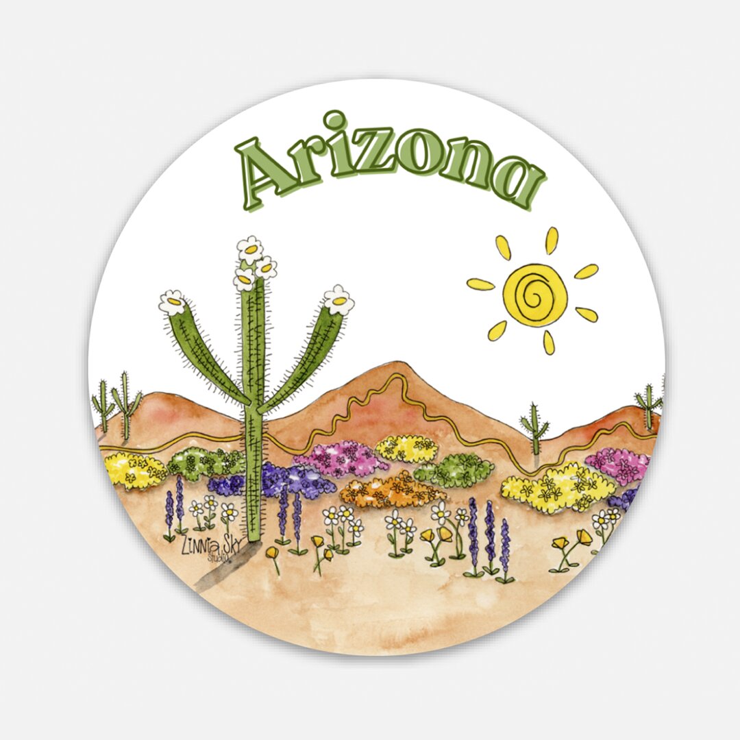 Arizona Mountain Flowers Vinyl Sticker | Zinnia Sky Studio