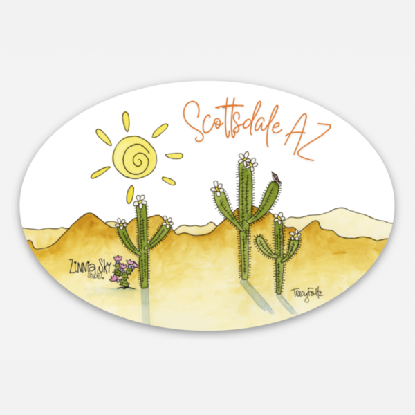 Scottsdale Saguaro Trio Gold Vinyl Sticker | Zinnia Sky Studio