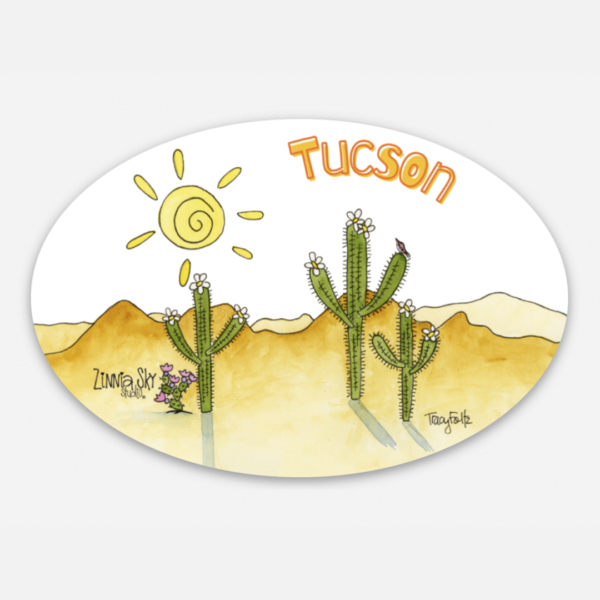 Tucson Saguaro Trio Gold Vinyl Sticker | Zinnia Sky Studio
