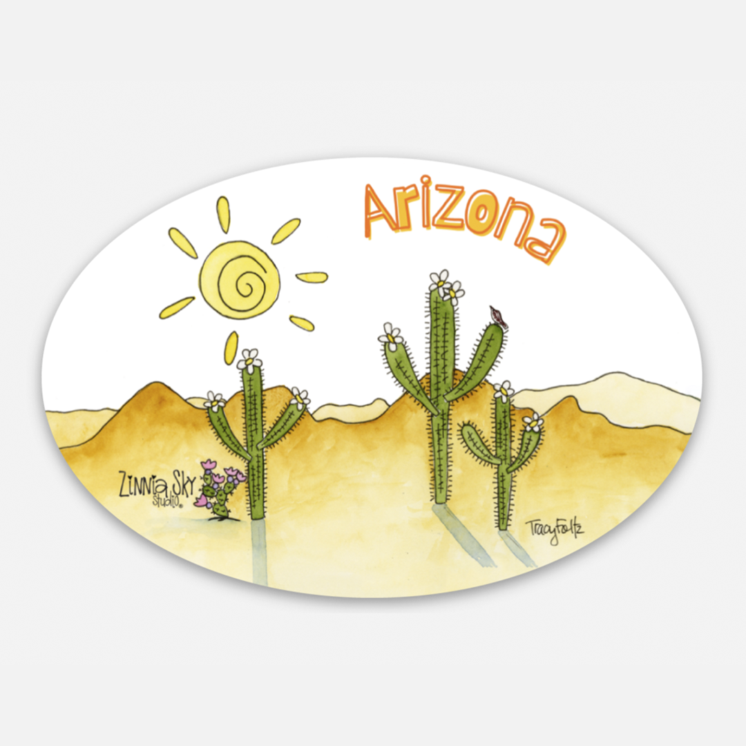 Arizona Saguaro Trio Gold Vinyl Sticker | Zinnia Sky Studio