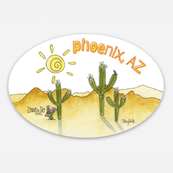 Phoenix Saguaro Trio Gold Vinyl Sticker | Zinnia Sky Studio