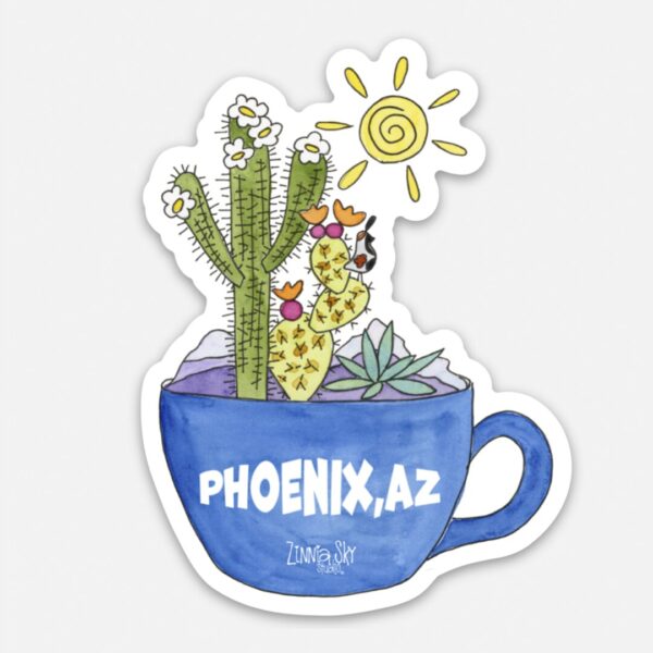 Phoenix Coffee Cup Vinyl Sticker | Zinnia Sky Studio