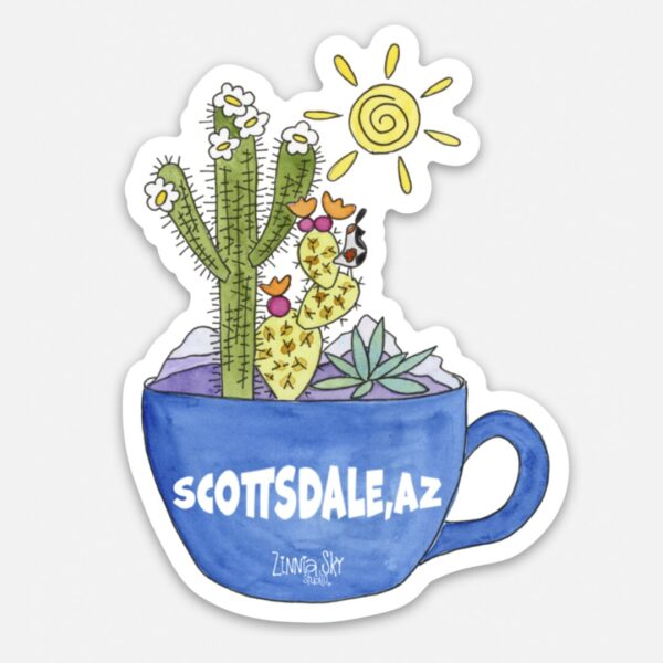 Scottsdale Coffee Cup Vinyl Sticker | Zinnia Sky Studio