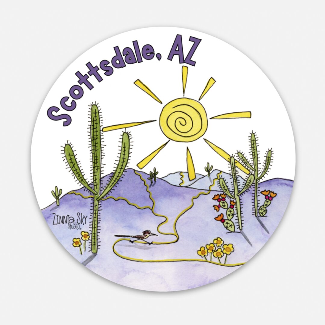 Scottsdale Saguaro Sun Vinyl Sticker | Zinnia Sky Studio