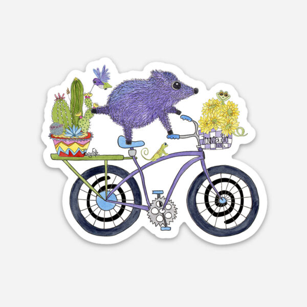 Javelina and Lizard Bicycle Vinyl Sticker | Zinnia Sky Studio