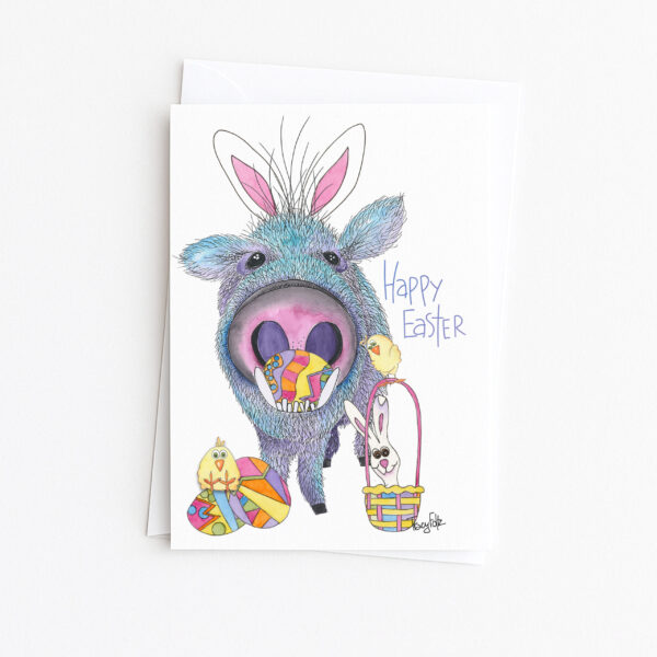 Javelina Blue Egg | Easter Card | Zinnia Sky Studio