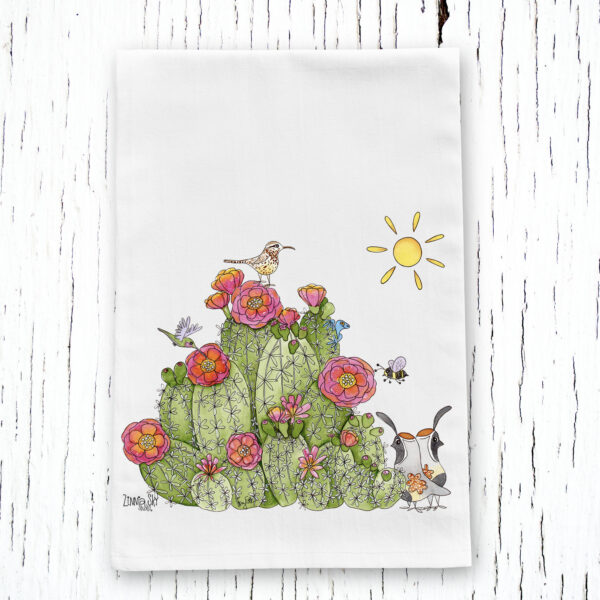 cactus summer vibes tea towel